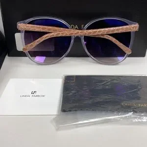 Linda Farrow Beautiful Snake Skin Arms Purple Graduated Logo Lenses Sunglasses Linda Farrow Beautiful Snake Skin Arms Purple Graduated Logo  main image 3